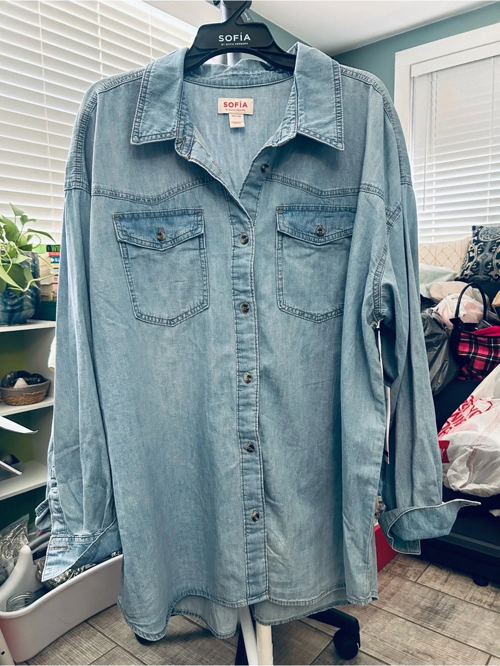 Sofia by Sofia Vergara XXXL (22) Oversized Boyfriend Long Sleeve Shirt NWT - Picture 6 of 9
